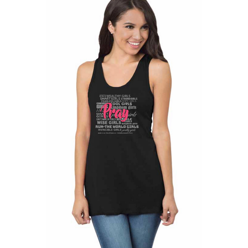 Pray Tank - Black Long Racerback