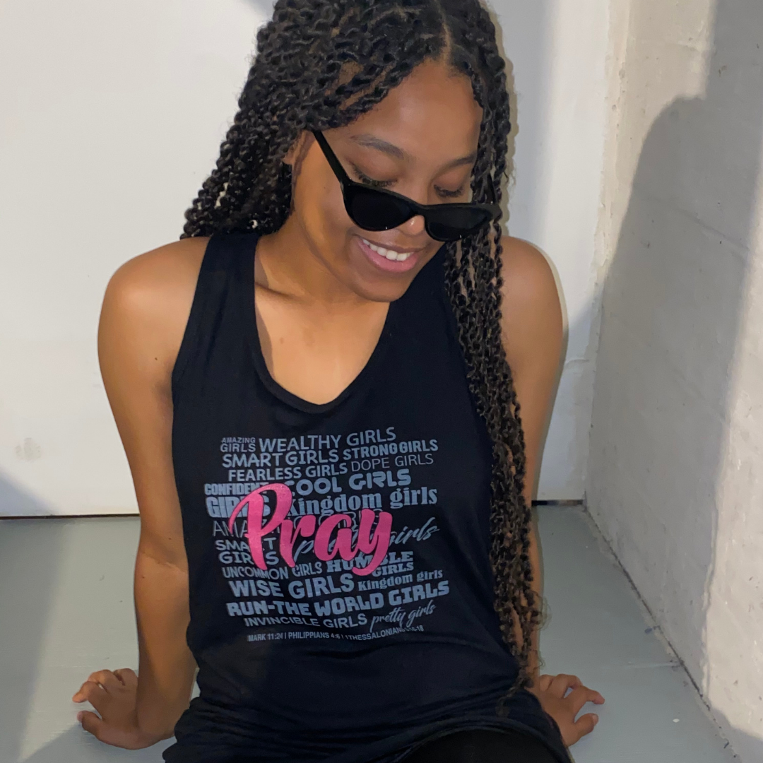 Pray Tank - Black Long Racerback