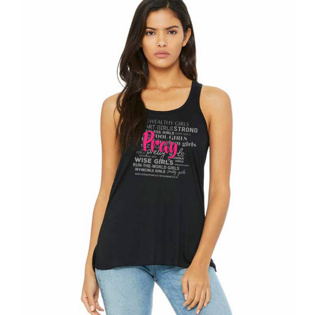 Pray Tank - Black Flowy Racerback